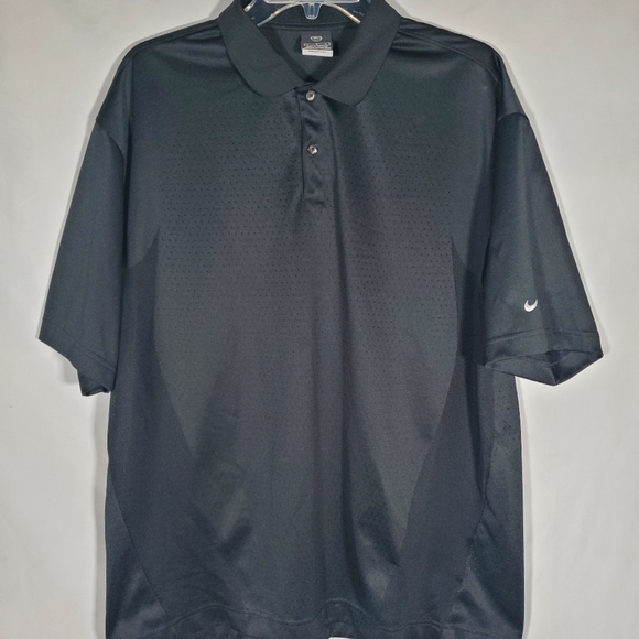 NIKE BLACK DRI-FIT GOLF S/S LIGHTWEIGHT EMBROIDERED LOGO POLO - Picture 1 of 6